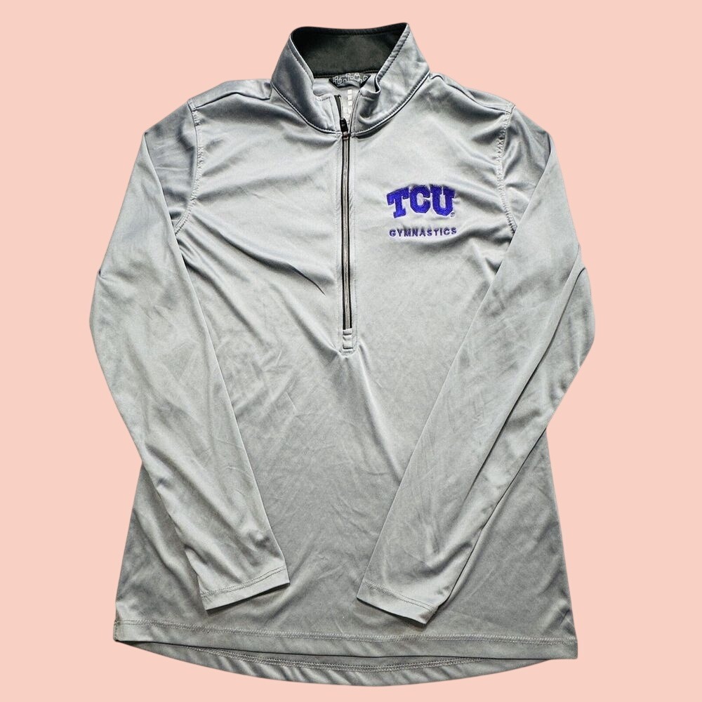 Elevate Pullover Womens M Gray TCU Gymnastics 1/4 Zip Athletic Performance Style